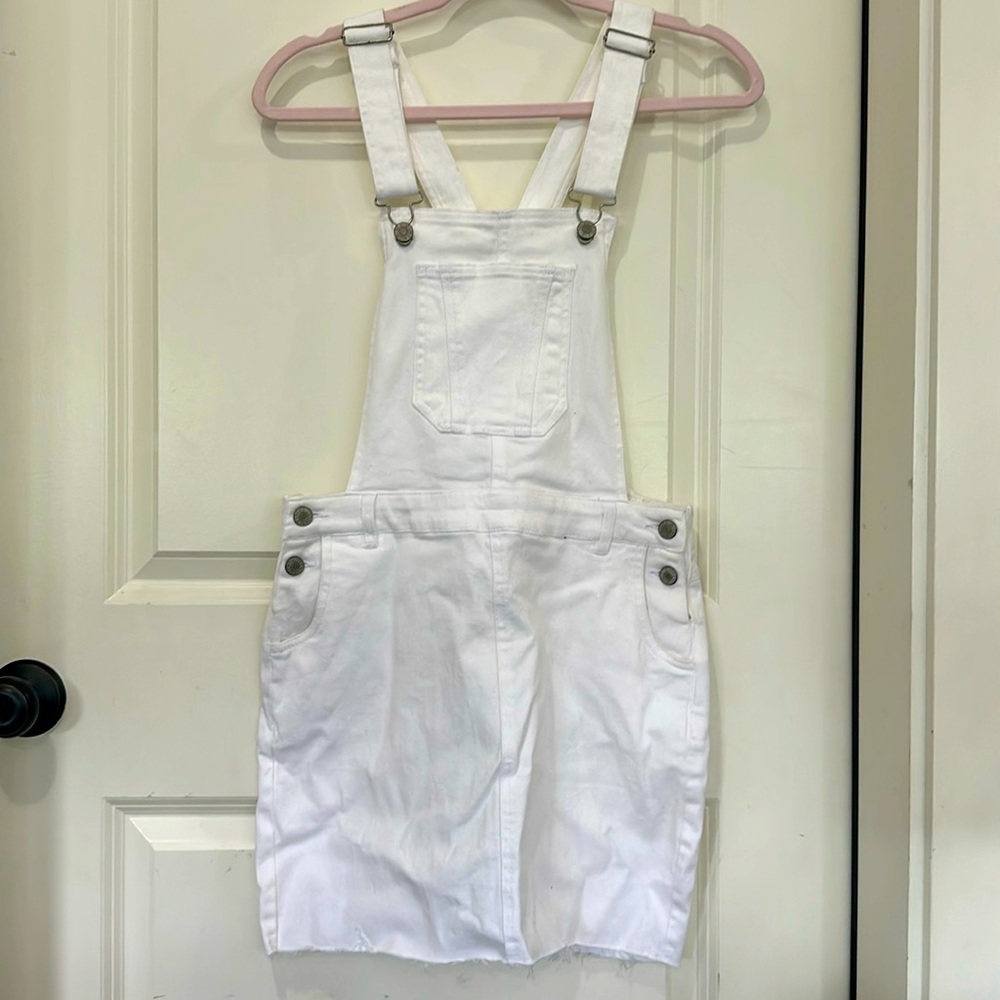 Rebel and lovers boutique white overalls skirt fits small, medium, tight large